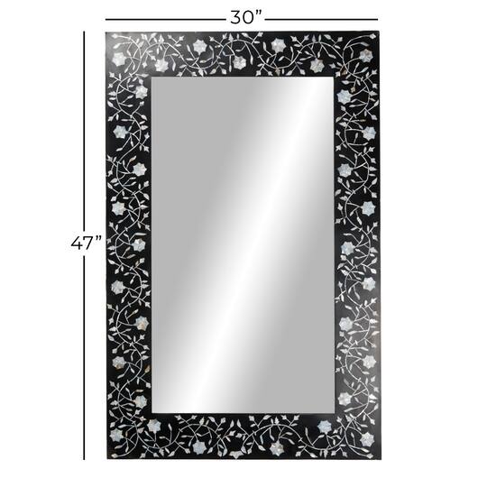 Black Wood Wall Mirror, 47" x 30"